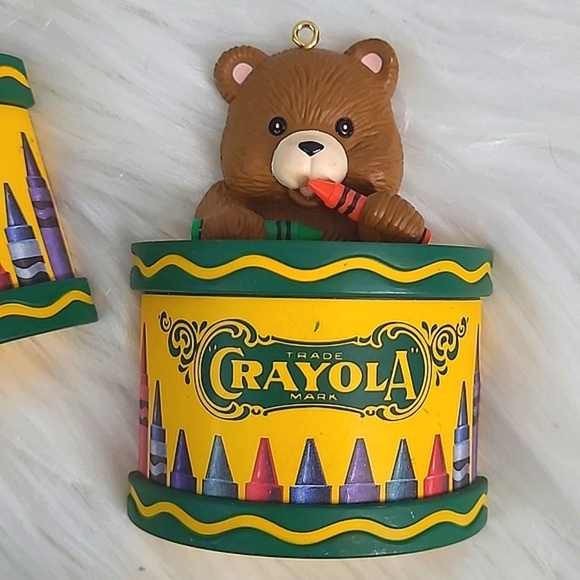 Vintage 90s Crayola Crayons Teddy Bear Teacher Collectible Christmas Ornaments - Picture 3 of 13